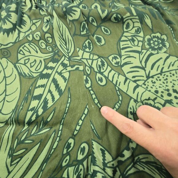 Farm Rio x Anthropologie Floral Jungle Print Wide Leg Satin Pants Green Large - Picture 10 of 15